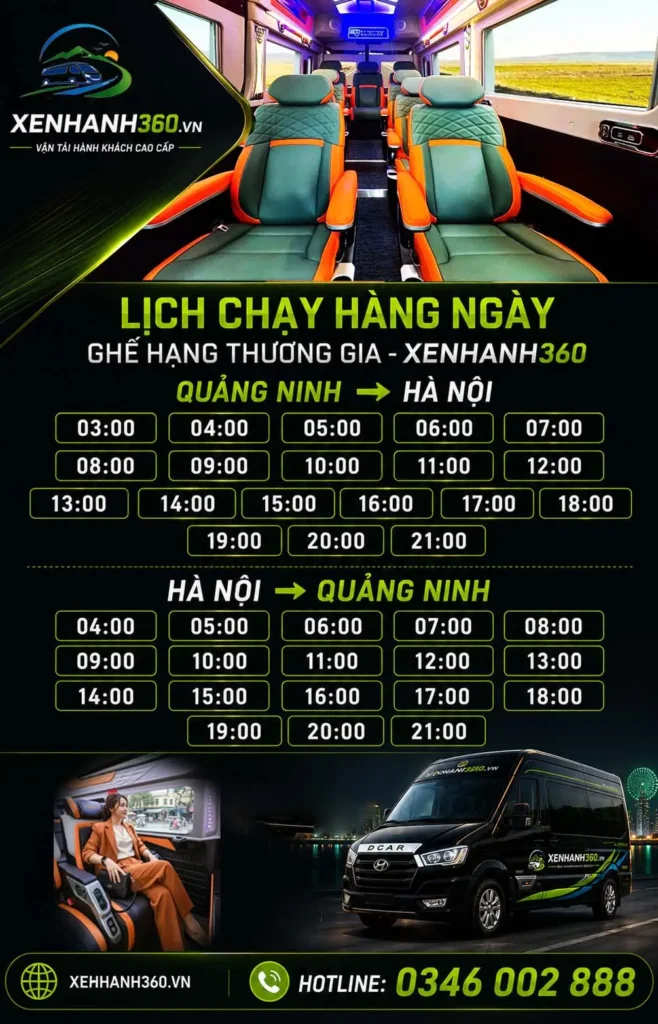 Lịch trình xe Hà Nội Quảng Ninh Xe Nhanh 360