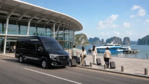 Xe Hà Nội Ao Tiên đưa khách đến cảng