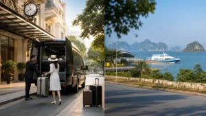 Xe đi cảng Ao Tiên đón khách tận nơi