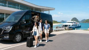 Xe Hà Nội Quan Lạn qua cảng Ao Tiên